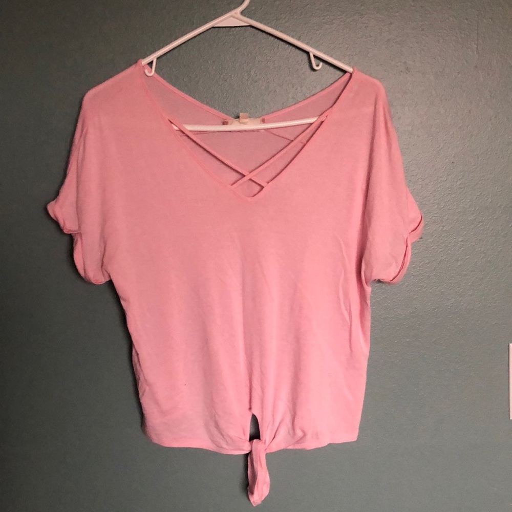 Tie front cropped top